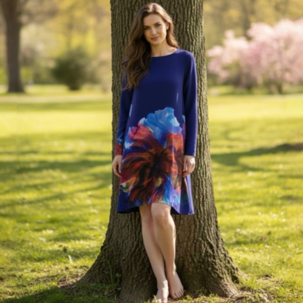 Leifsdottir Fanned Floral Watercolor Dress By Anthropologie